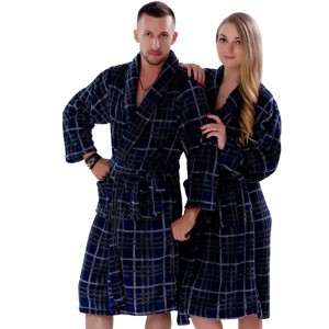 Pár fleece Robe csíkos nyomtatott pizsama