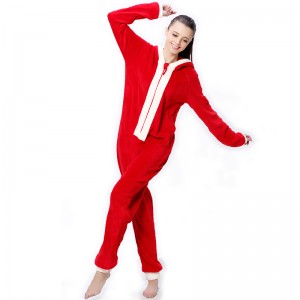 Női korallfleece kapucnis karácsonyi jelmez Onesie