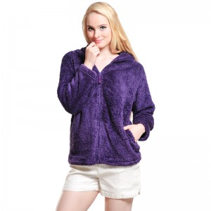 Női snuggle polár lila cipzáras kapucnis pulóver